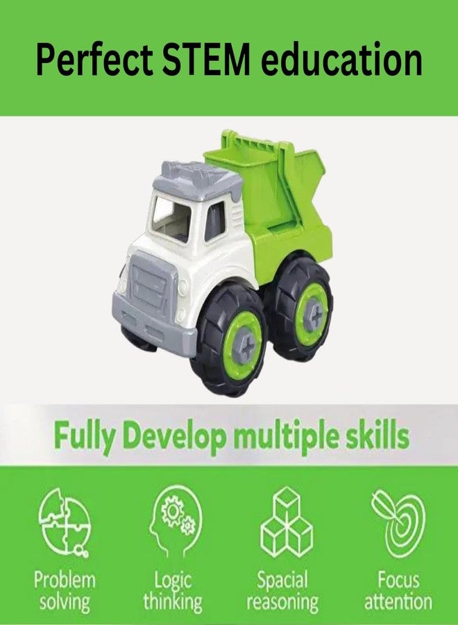FUN FRY Unbreakable Assembly Toys for Kids, Children's Green DIY Big Size Truck Vehicle Toy Assembly kit Truck Building kit Unbreakable Engineer Vehicle (3-6 Years) Green - Image 3